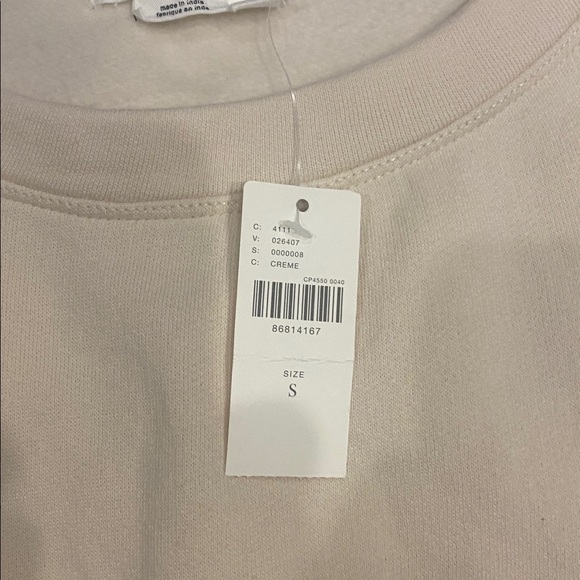Anthropologie Cream Cropped Sweatshirt. Size S - Picture 2 of 5